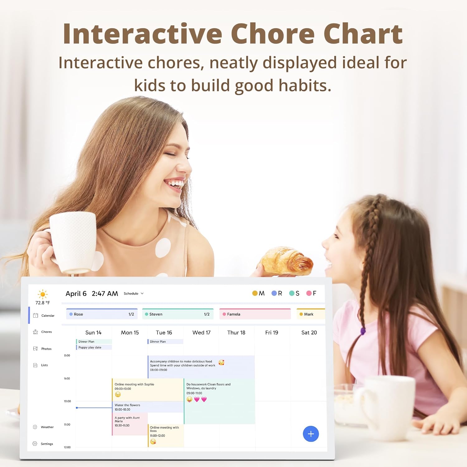 32" Digital Calendar Chore Chart – 1080P Full HD Interactive Touchscreen, Smart Family Planner, Hearth Display Digital Wall & Desk Mountable for Seamless Scheduling