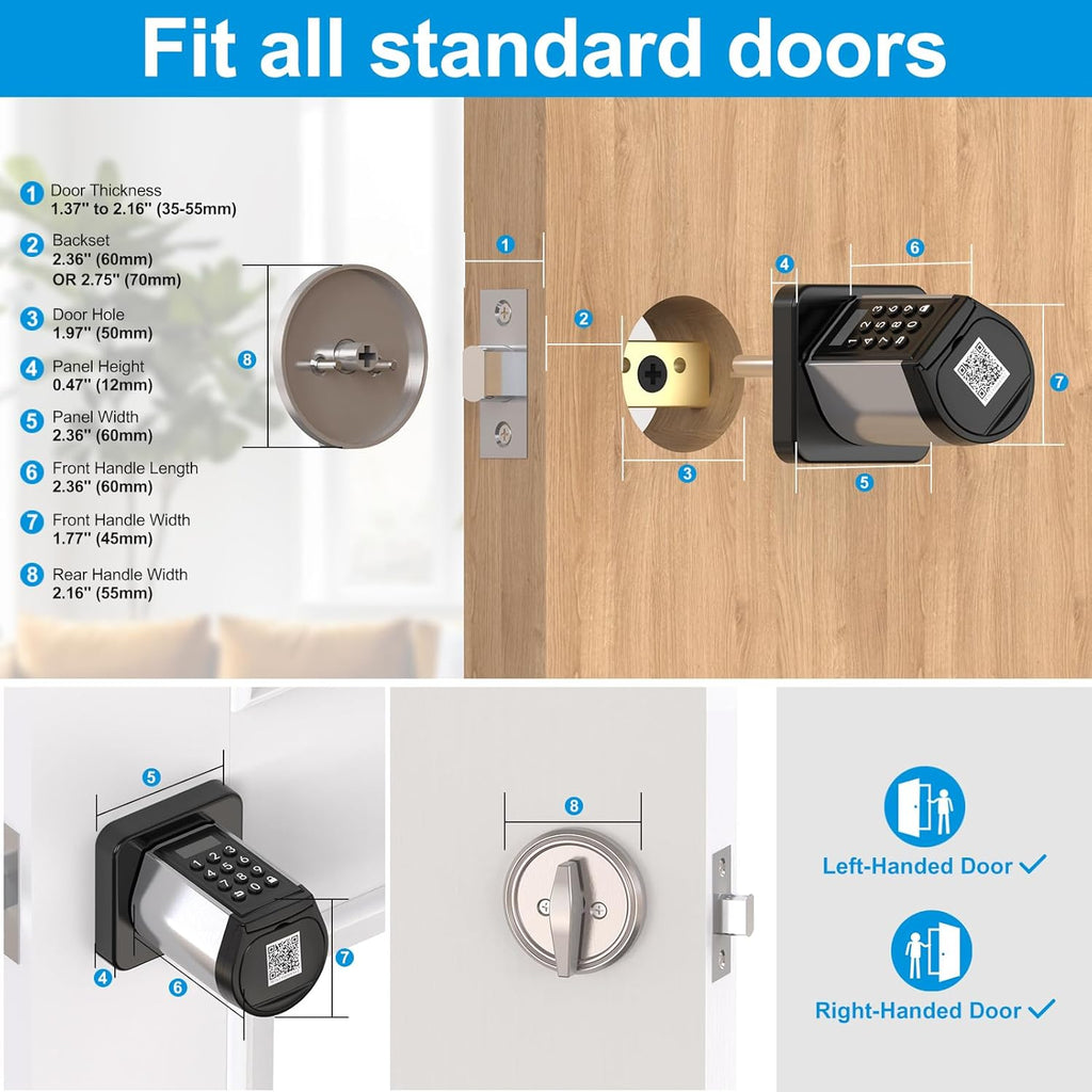 WELOCK Smart Deadbolt Lock, Keyless Entry Door Lock for Front Door, Security WiFi Deadbolt with Keypad, App Control, Anti-Peeking Password,Easy Installation for Bedroom,Home, Apartment,Hotel,Garage