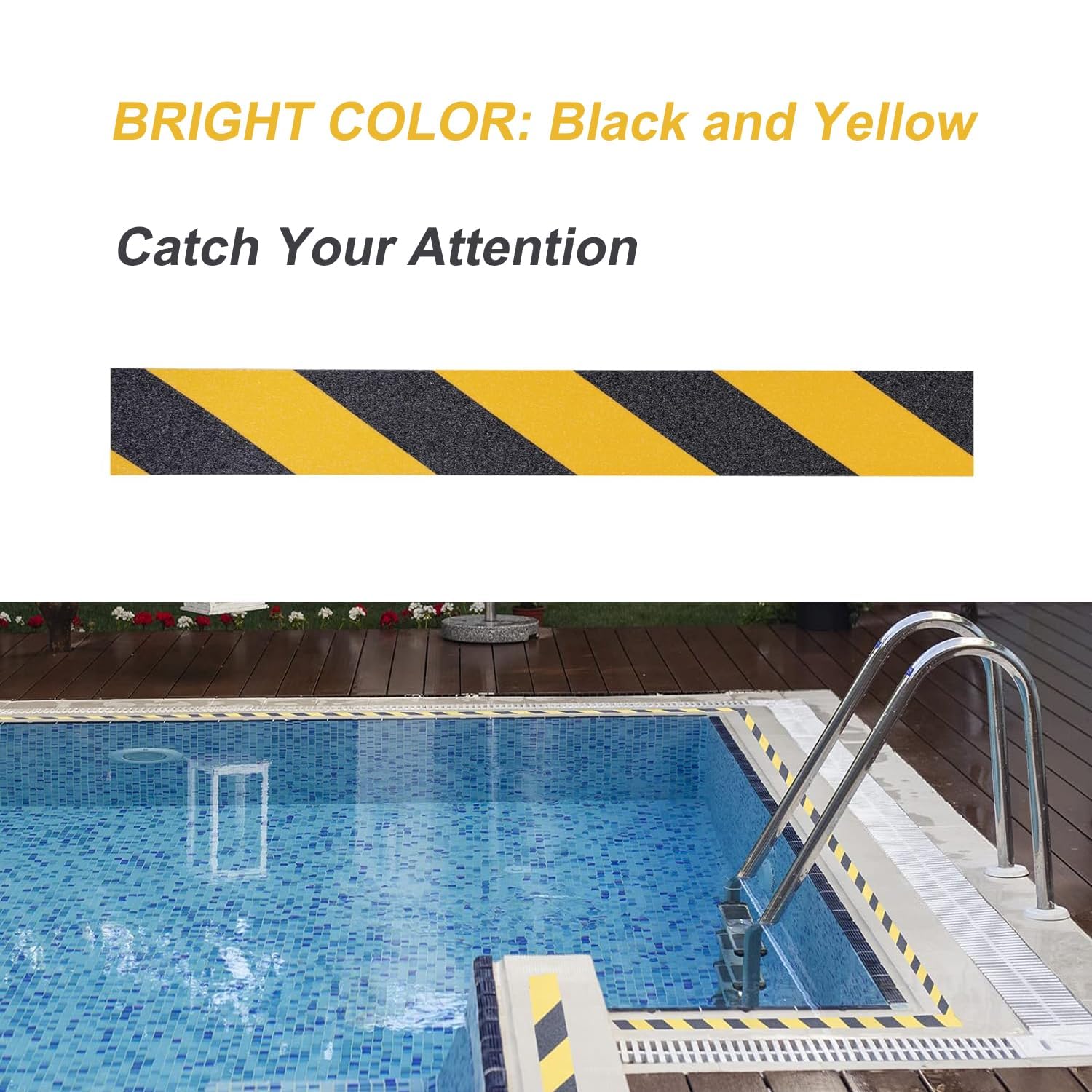 Anti Slip Safety Grip Tape 2 Inch x 60 Foot, Non Skid Tread for Stairs, Steps, Floors, Caution Dangerous Zones, Indoor and Outdoor Use (Yellow and Black)