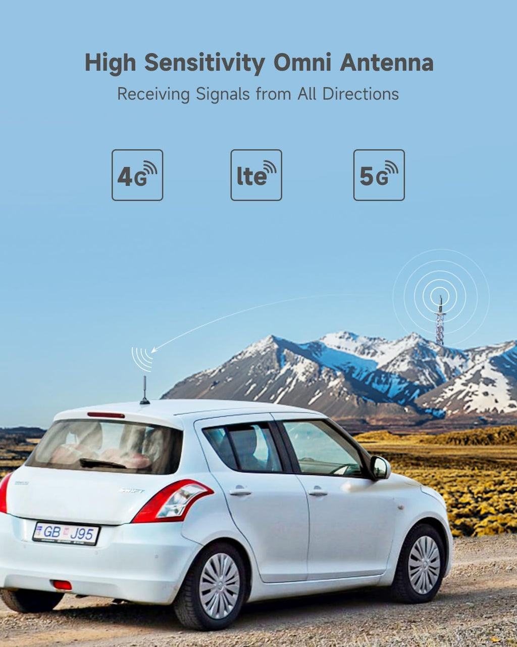 Vehicle Cell Phone Signal Booster for Car, SUV and Truck | Boosts 5G 4G LTE Data & Volte on Band 12/13/17 | Omni-Directional Roof Antenna Easy Installation | FCC Approved