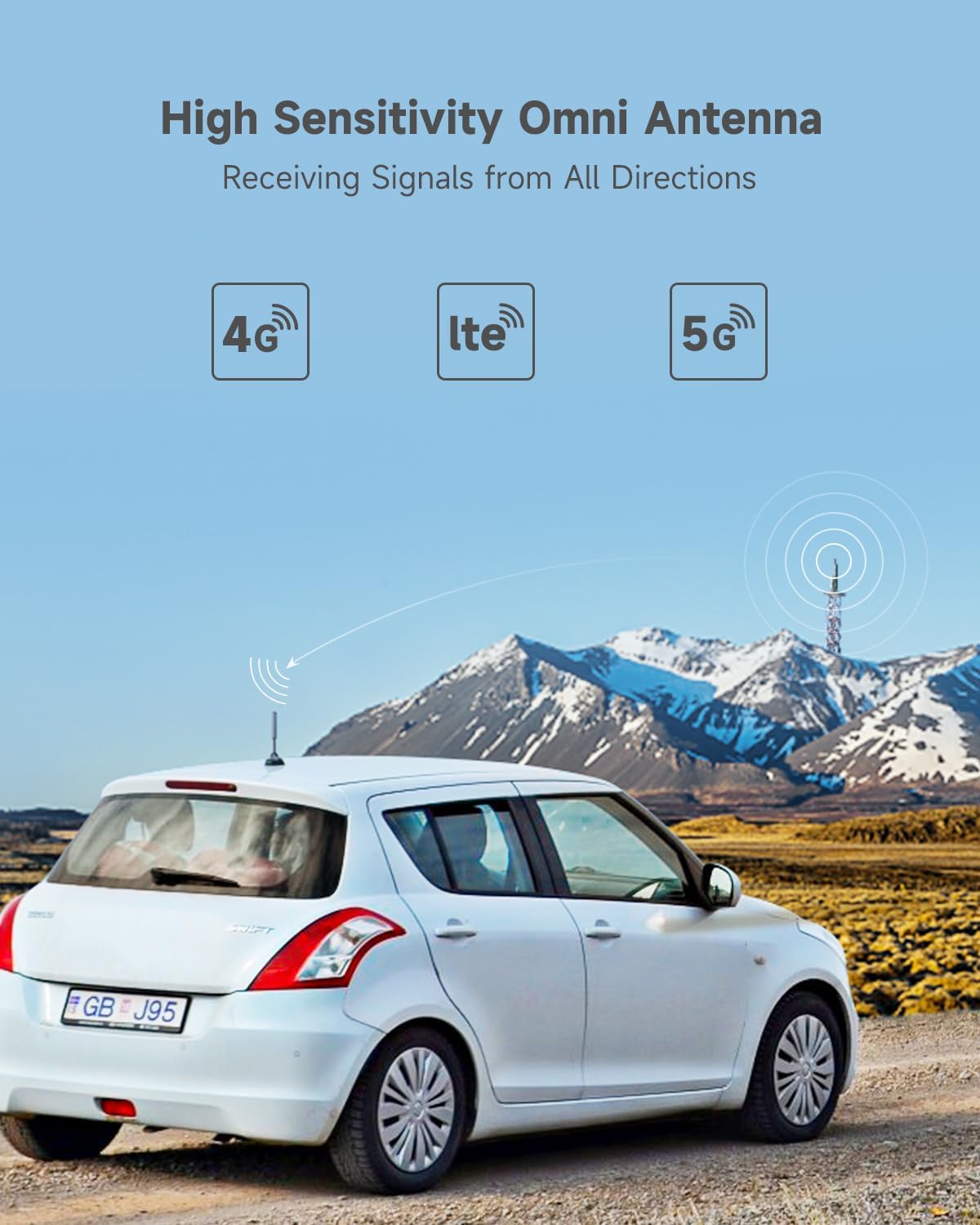 Vehicle Cell Phone Signal Booster for Car, SUV and Truck | Boosts 5G 4G LTE Data & Volte on Band 12/13/17 | Omni-Directional Roof Antenna Easy Installation | FCC Approved