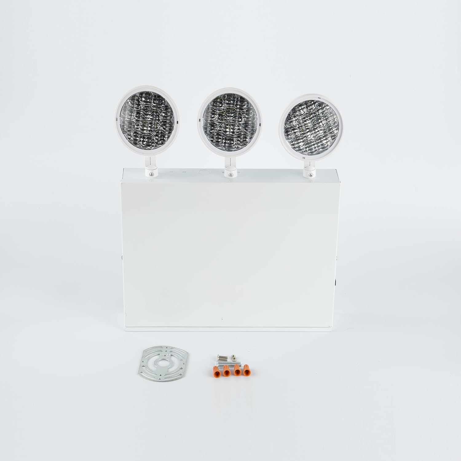 New York City Approved Emergency Light, Emergency Lights with Battery Backup, White Steel Housing, AC 120/277V, Three Heads