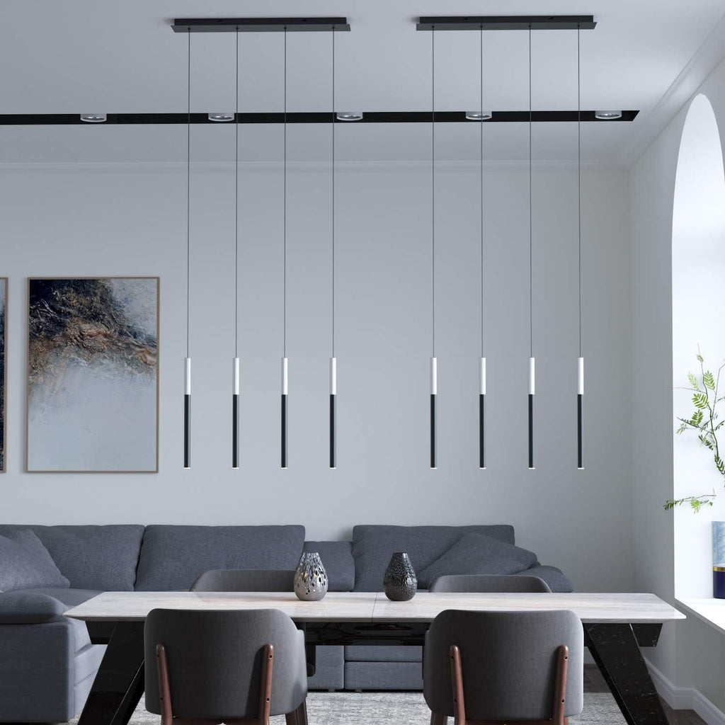 ALTAIR 4 Mini Pendant Lighting White-Black - LED Hanging Light Fixture for Kitchen Island, Bar, Foyer - Cluster Pendants - Dimmable, Adjustable Wire, Lamp Bulb Included