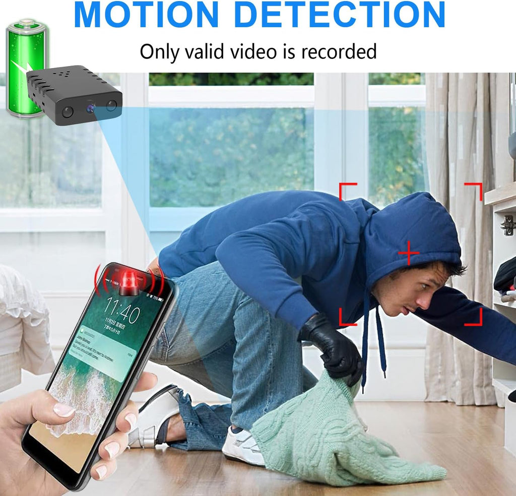 Smallest Wireless WiFi IP Camera,HD1080P Spy Camera with Battery,Portable Video Recording Live Feed,Baby Monitor with Night Vision,Motion Detection,Cloud Storage for Security with iOS Android APP