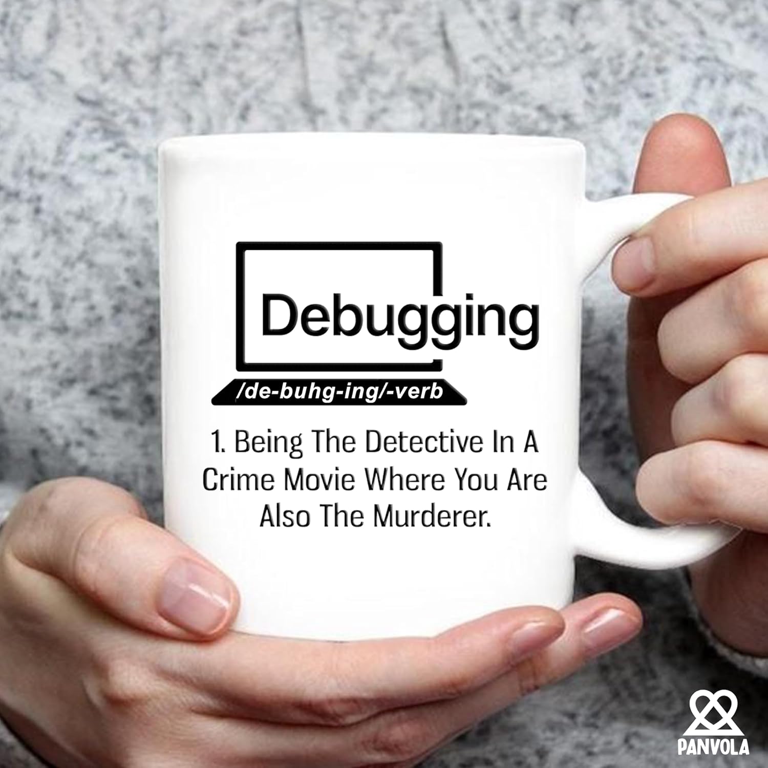 Panvola Debugging Funny Quote Coffee Mug for Programmer Computer Programming Engineering Coder IT Ceramic Cup (11 oz)