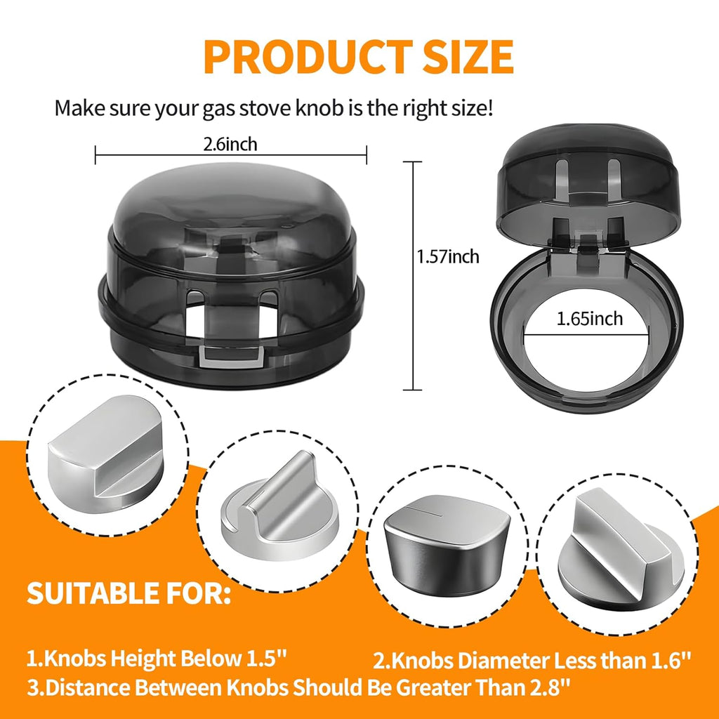 Gas Stove Knob Covers – Heat-Resistant Baby Proof Stove Knob Covers, Universal Size Gas Stove Knob Locks, Stove Child Proof Knobs with Adhesive, Stove Safety Guard for Kids Toddler Pet(6 Pack)
