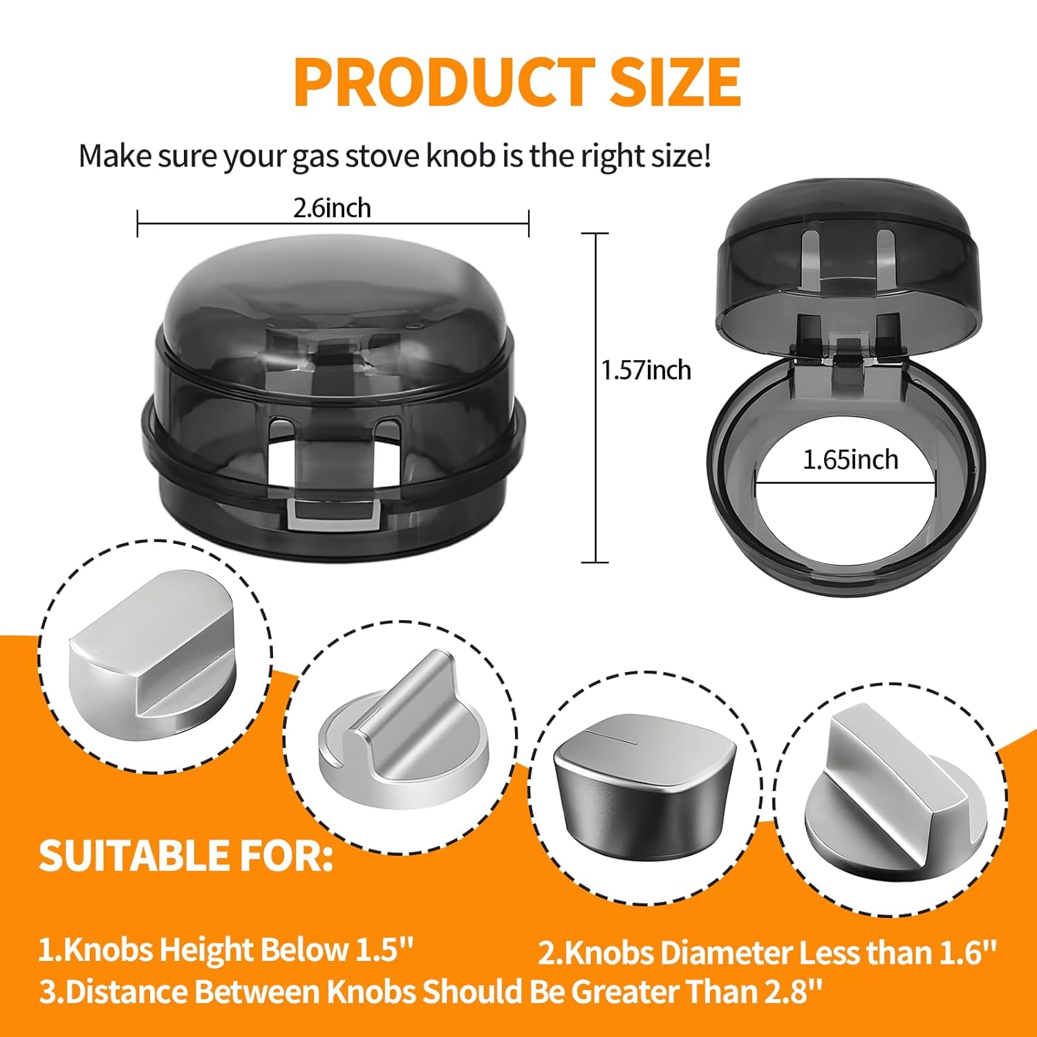 Gas Stove Knob Covers – Heat-Resistant Baby Proof Stove Knob Covers, Universal Size Gas Stove Knob Locks, Stove Child Proof Knobs with Adhesive, Stove Safety Guard for Kids Toddler Pet(6 Pack)