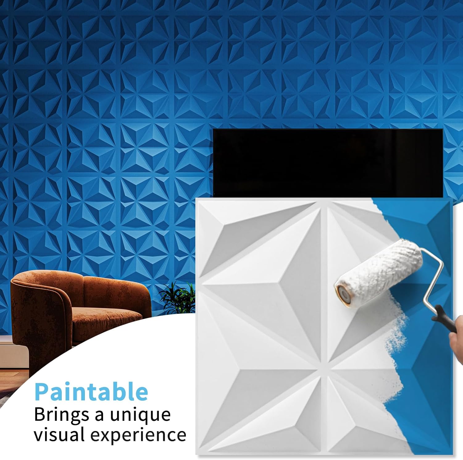 Art3d 20 Pack Decorative 3D Wall Panels, 19 Sq.Feet PVC Interior Wall Décor, 11.8"x11.8", White