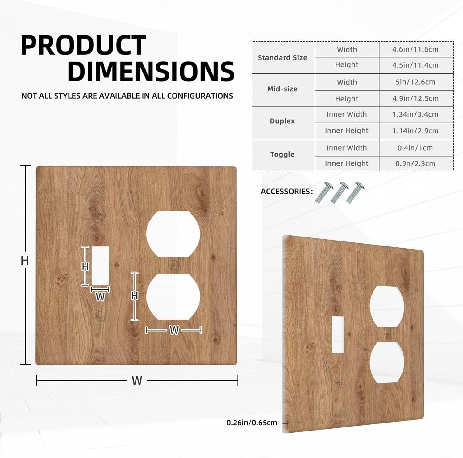 Wallplates Vintage Rustic Wood Color Brown Wood Grain 1 Toggle 1 Duplex Switch Plate Electrical GFCI Faceplate Decorative Light Switch Covers for Farmhouse Cabin Decor