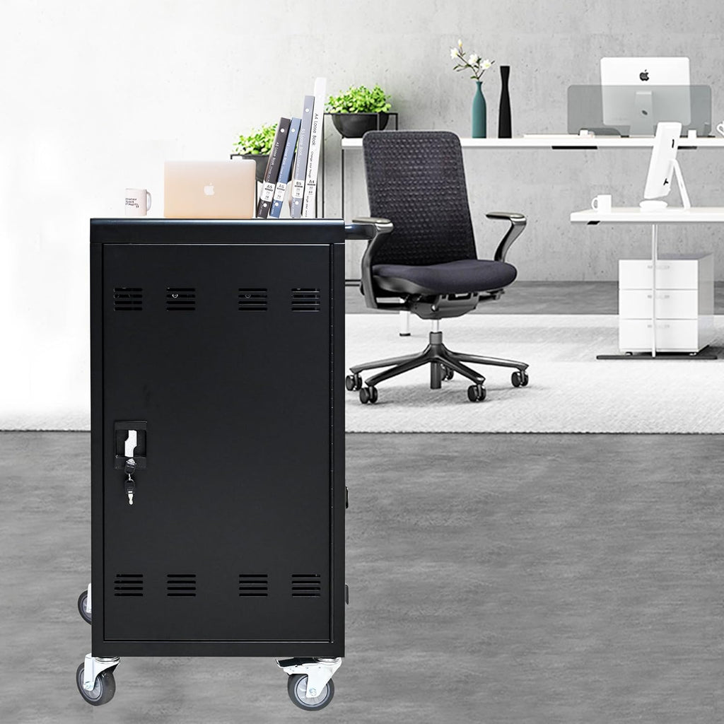 Laptop Charging Cart, Laptop Storage Cart with 45-Bay, Mobile Charging Cabinet for iPads up to 16.3", Chromebook Devices, Cord Management, Access Lock.School,Business.Black