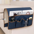 HAOMAIJIA Anti Slip Sofa Armrest Organizer Arm Chair Bedside Caddy Storage Organizer For Recliner Couch With 6 Pockets For Cell Phone Tv Remote Control (Navy Blue, 31.89 inches × 18.5 inches)