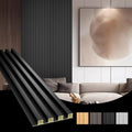 OUZUGIE WPC Acoustic Slat Wall Paneling, 8-Pack 114 x 6 Inches 3D Wall Panels for Interior Wall Decor,Living Room,TV Background,Study Room,Office Spaces,Bedroom,High Grille (Black)