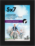 Americanflat 5x7 Picture Frame with Shatter-Resistant Glass - Signature Collection - Gallery-Style Frames Made of Engineered Wood - Photo Frame for Tabletop and Wall Display - Black