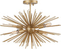 Starburst Chandelier, 4 Lights Modern Gold Sputnik Chandelier Vintage Light Fixture Flush Mount Ceiling Light for Bedroom Kitchen Island Entryway Foyer,20in