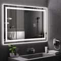 Koonmi 36x55 LED Bathroom Mirror, Backlit + Front Lit, LED Bathroom Mirror with Lights for Wall, 3 Colors, Anti-Fog, Dimmable Brightness, Memory Function, Tempered Glass