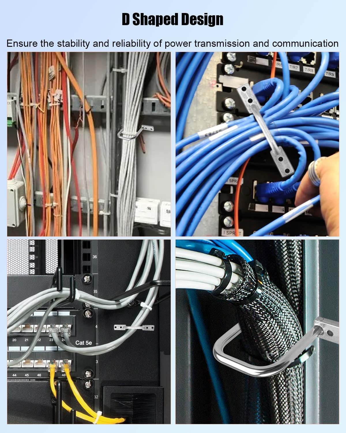 25Pcs 2 Inch D Rings, Aluminum Heavy Duty Distribution Rings for Managing and Organizing Electric Cables Wires, Silver