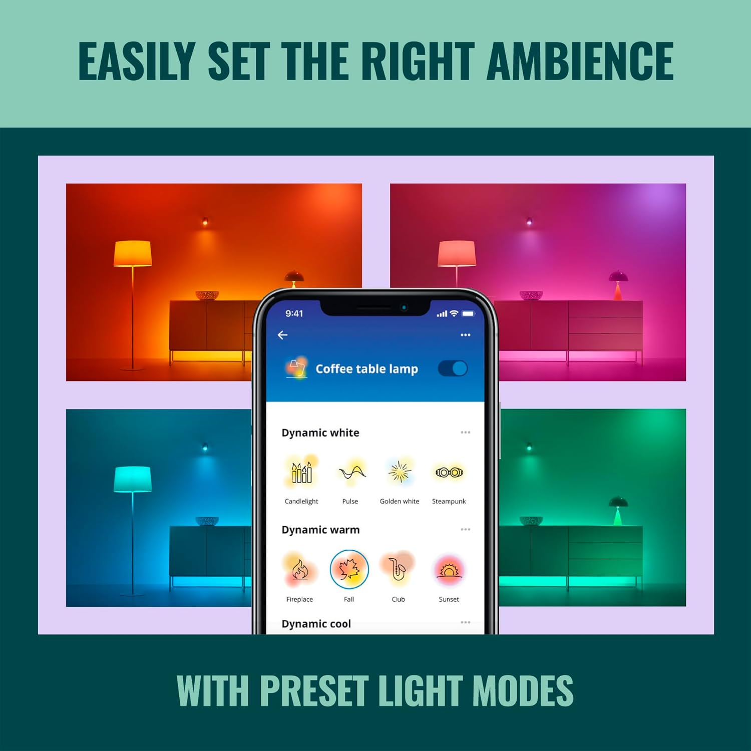 WiZ LED Smart Light Bulbs, Sunset to Sunrise Automation + Motion Detection + Control with Voice or App, Full Color A19 60W 800LM E26 Indoor, Matter Compatible - 6 Pack