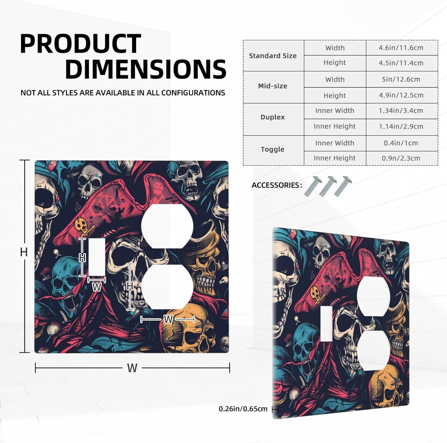 Wallplates Pirate Colourful Skeleton Red Hat 1 Toggle 1 Duplex Switch Plate Electrical Gfci Faceplate Decorative Light Switch Covers For Farmhouse Cabin Decor