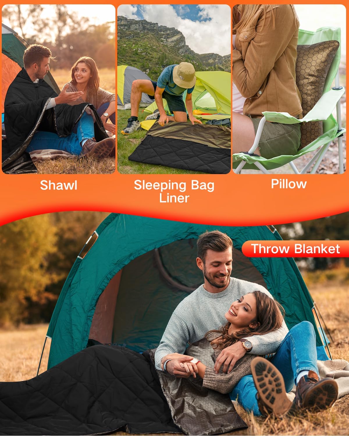 Cordless Heated Blanket, Battery Operated Heating Blanket with 10000mAh Battery & 6-Zone Fast Heating Wearable Blanket Throw for Indoor Outdoor, Camping, Travel, Football Game, Machine Washable