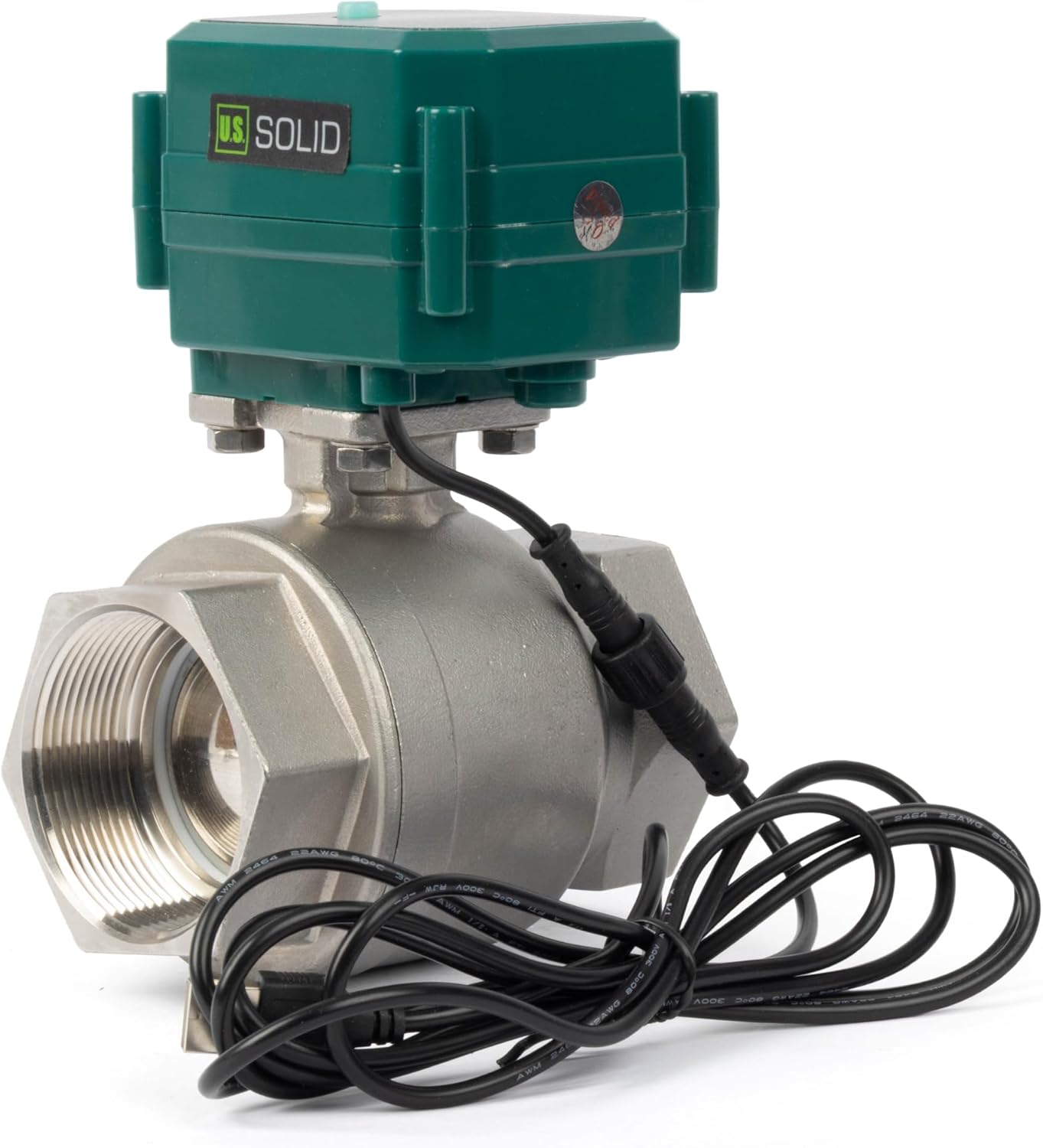 U.S. Solid 2" Smart Motorized Ball Valve - Remote App Mobile Control Stainless Steel Electrical Ball Valve with Manual Switch, 5V DC USB Connection