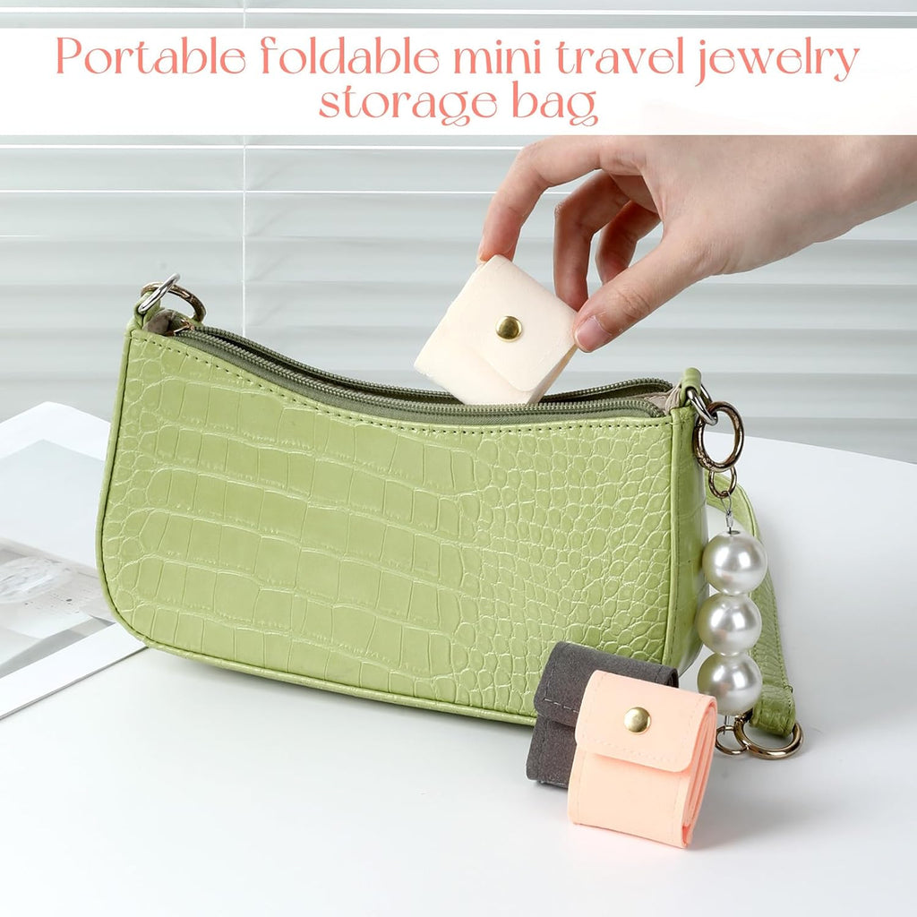 3 Pack Mini Travel Jewelry Case Lightweight Foldable Small Jewelry Organizer Travel Jewelrys Pouch for Rings, Earrings, Necklaces, Chain Bracelets, Brooches