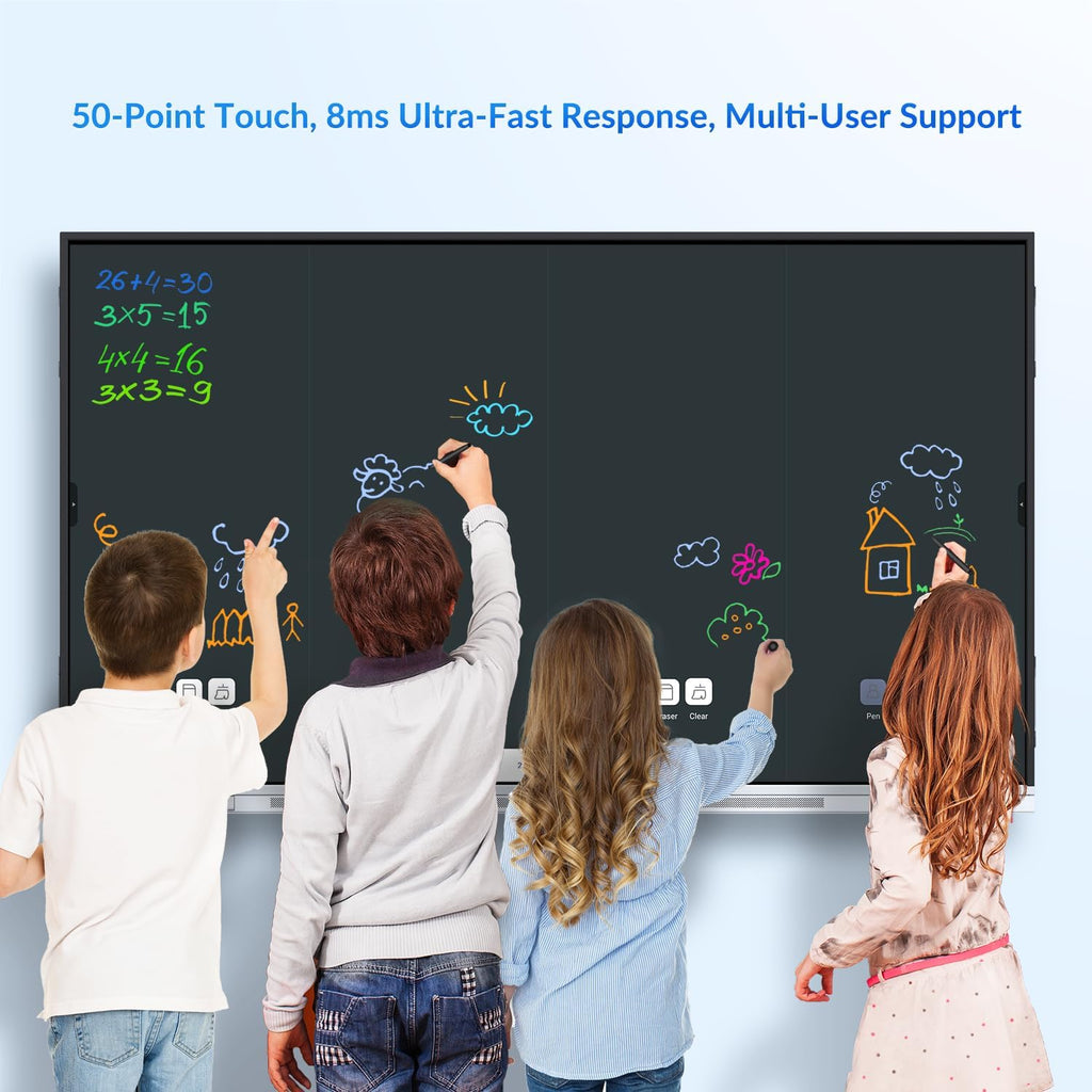 Smart Board with Mobile Cart, 65 Inch Digital Whiteboard for Classroom and Office, NewBoard 4K Interactive Whiteboard with Google EDLA-Certified, Android 14, 8+64 GB, Google Play