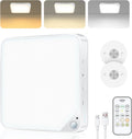 Rechargeable 6W Motion Sensor Ceiling Light Indoor, Wireless Magnetic Stick on Closet Light, Remote Control for Color & Brightness, Battery Operated Light for Shower, Bathroom, Pantry, Hallway, 1-Pack