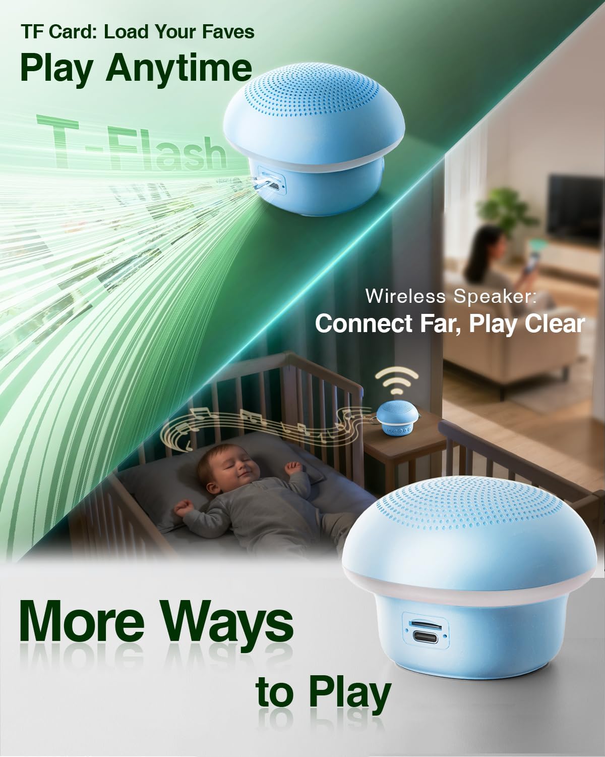 Portable White Noise Sound Machine for Baby, Kids & Adults, 20 Non-Looping Sounds, 48H Playtime, 30 Level Volume, Memory, 3 Timers & Night Light, Sound Therapy for Sleep, Home, Travel, Office, Gift
