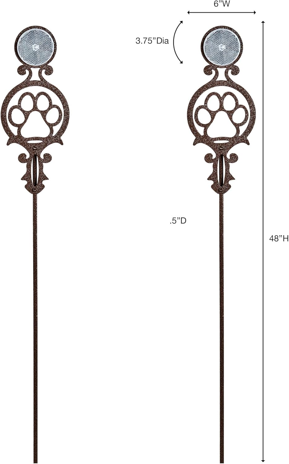 Touch of Class Pathways Reflective Driveway Marker Stake Set of Two for Outdoor Use | Paw Print Design | Personalized Tall Reflector Set of 2 | Weathered Bronze Durable Finish