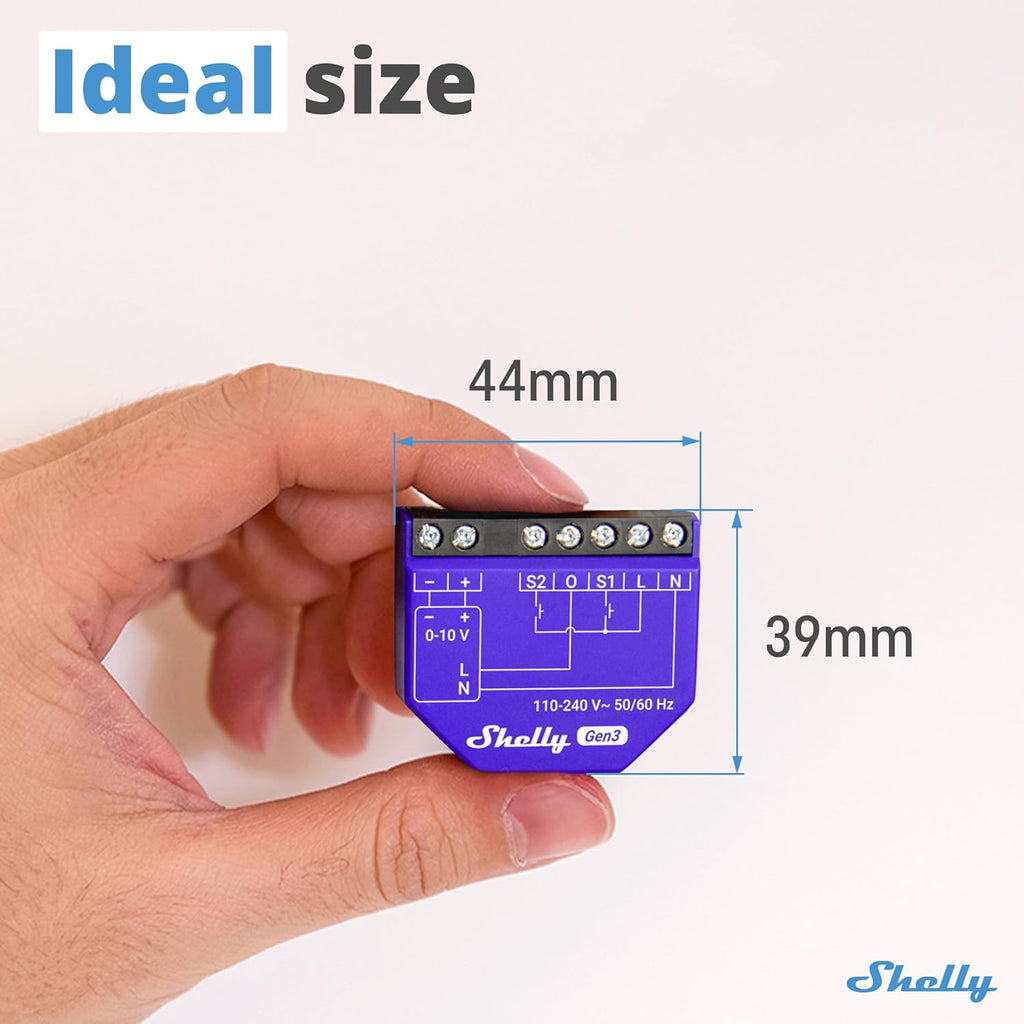 Shelly Dimmer 0/1-10V PM Gen3 | WiFi Smart Dimming with Power Monitoring | Home Automation | Compatible with Alexa & Google Home | iOS Android App | No Hub Required