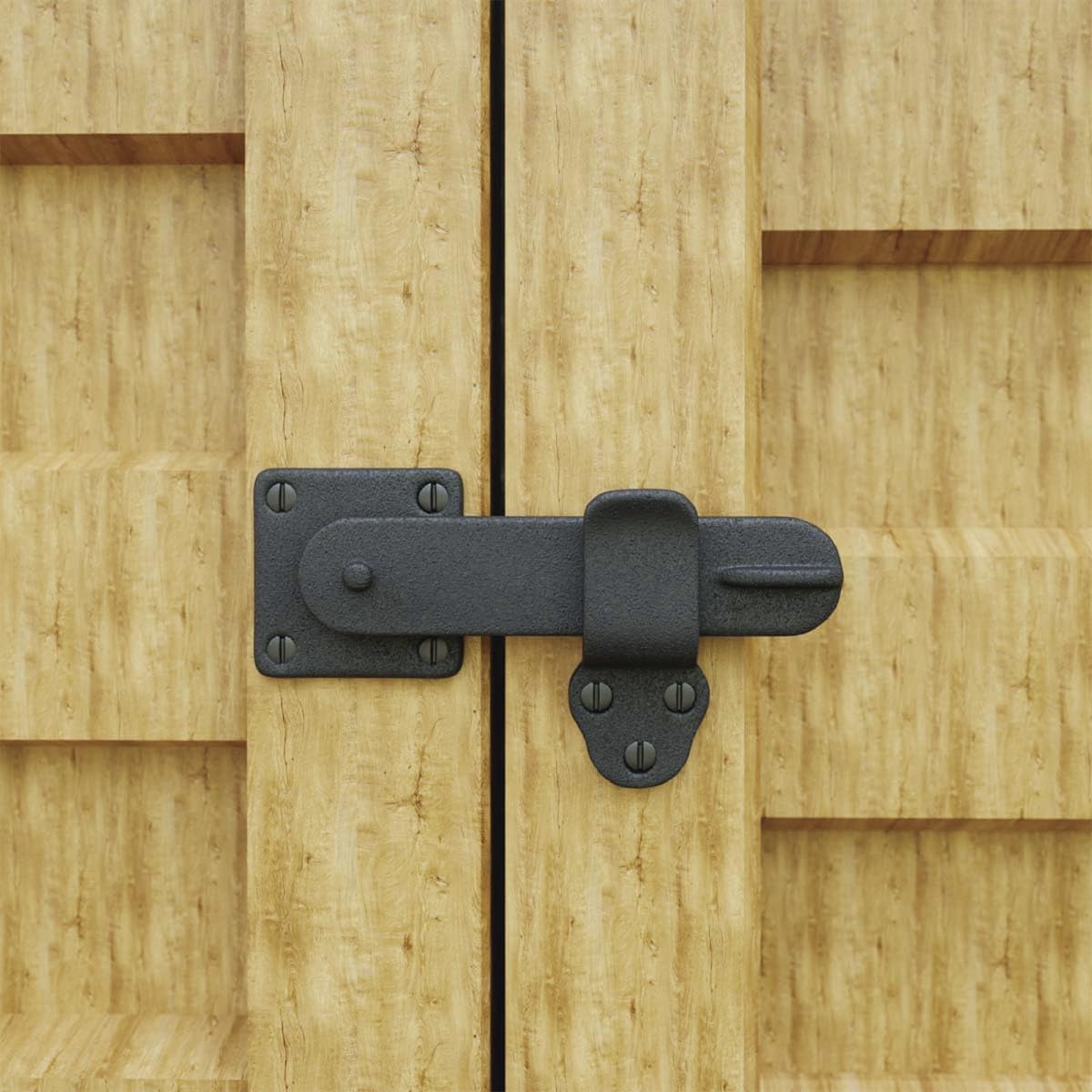 Renovators Supply Manufacturing Door Latch 5 3/4 in. Black Wrought Iron Gate Latch/Barn Door Latch Lock with Mounting Hardware Pack of 2