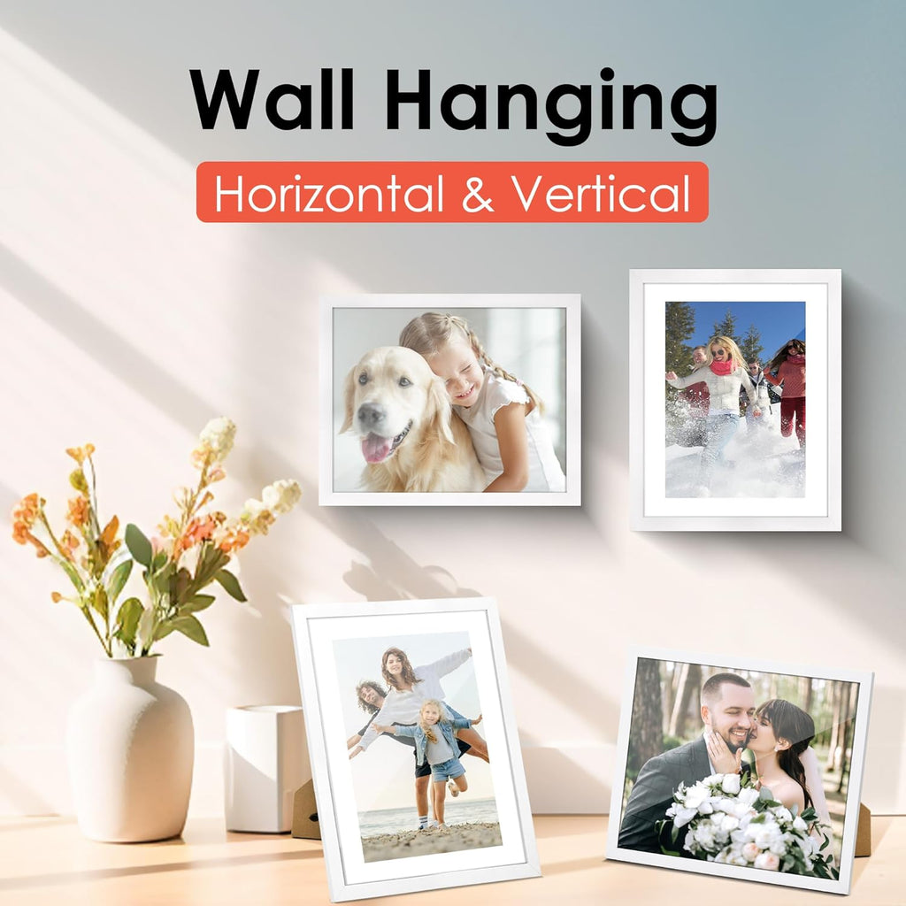 FIXSMITH 8x10 Picture Frame Set of 6, White Photo Frames Bulk with HD Plexiglass, Display Pictures 5x7 with Mat or 8x10 Without Mat, Multi Picture Frames Collage for Tabletop or Wall Display