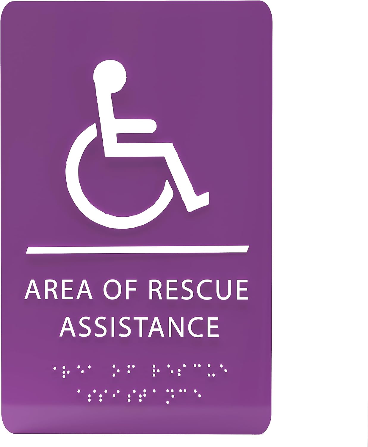 6" X9" Area of Rescue Assistance Sign - ADA Compliant Tactile Graphics Grade 2 Braille Text Signs| Sign for Shopping Malls, Offices, Hotels, Schools, Apartments, and Restaurants