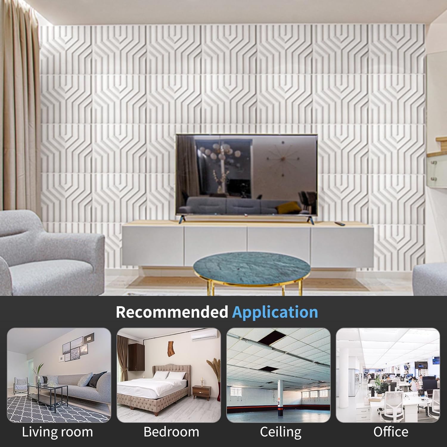 Art3d Decorative 3D Wall Panel, 32 Sq.FT PVC Interior Wall Decor for Living Room, Bedroom, Lobby, Office, Shopping Mall, White