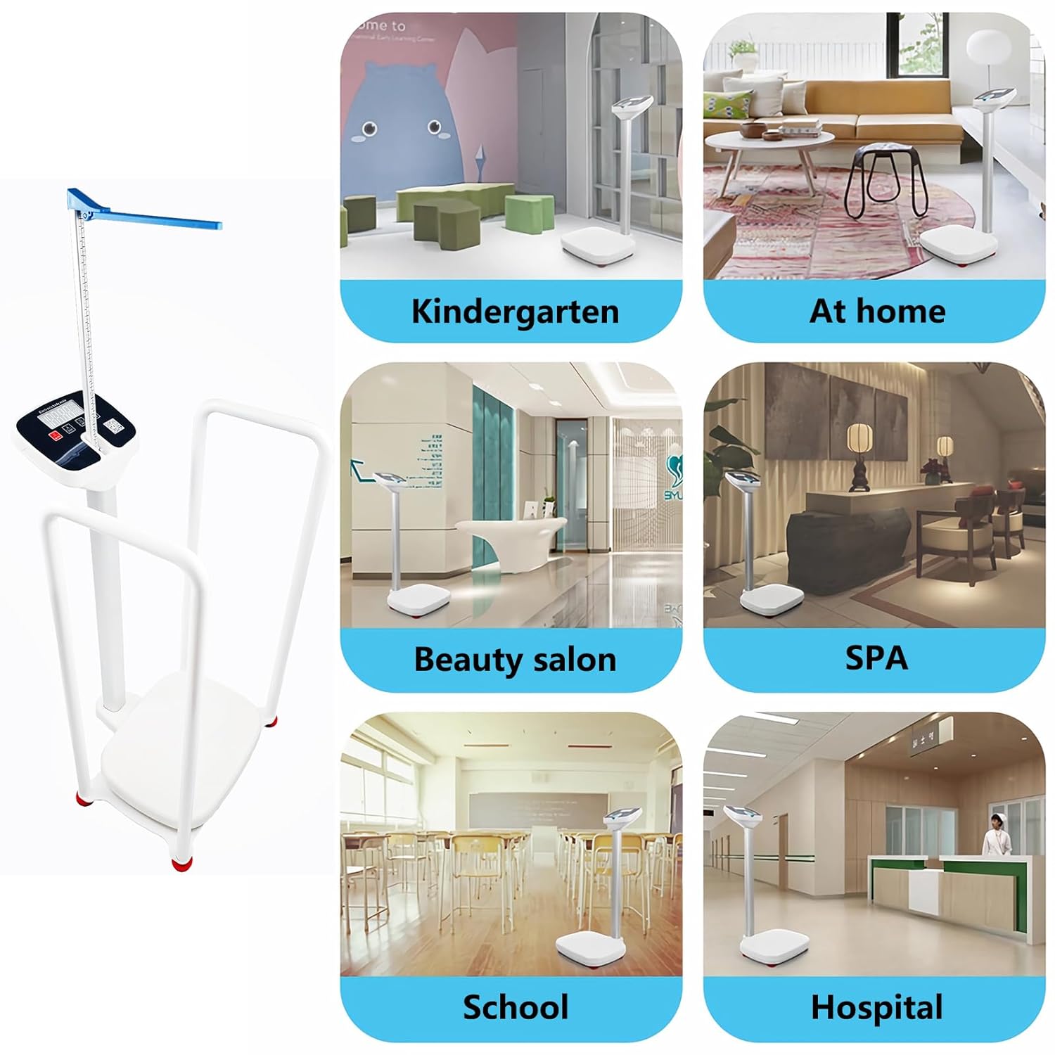 Assist The Elderly in Measuring Weight gain While Standing, with an Electronic Scale with armrests, Suitable for use in clinics, Hospitals, Schools, Nursing Homes (Coconut Meat White)