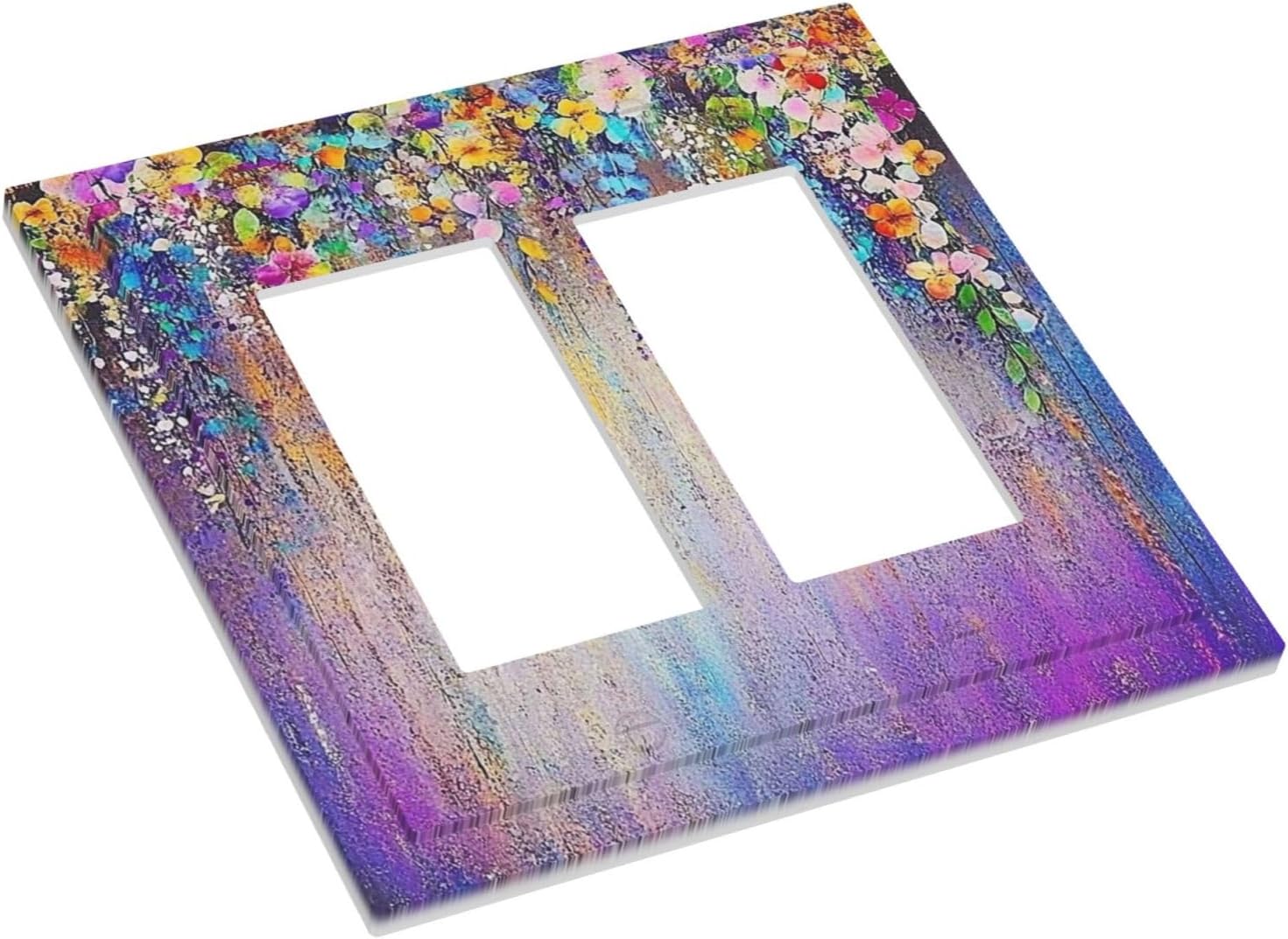 Colorful Country Flower Wildflower Floral Decorative Outlet Covers 2 Gang Double Gfci Rocker Electrical Wall Panels Light Switch Cover Plate For Bed Room Living Room Decor