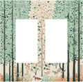 Boho Wildflower Forest Woodland Animals Decorative Outlet Covers 2 Gang Double GFCI Rocker Light Switch Cover Plate Electrical Wall Panels for Bedroom Bathroom Decor