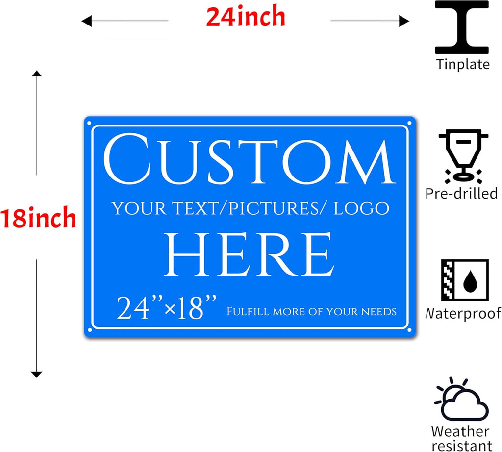personalized signs, personalized metal sign，Aluminum Weatherproof Metal Sign Multiple Sizes, Double-sidedCustomize for Office, Business, Workplace, Factory, Delivery Signs(24 * 18 Inch)
