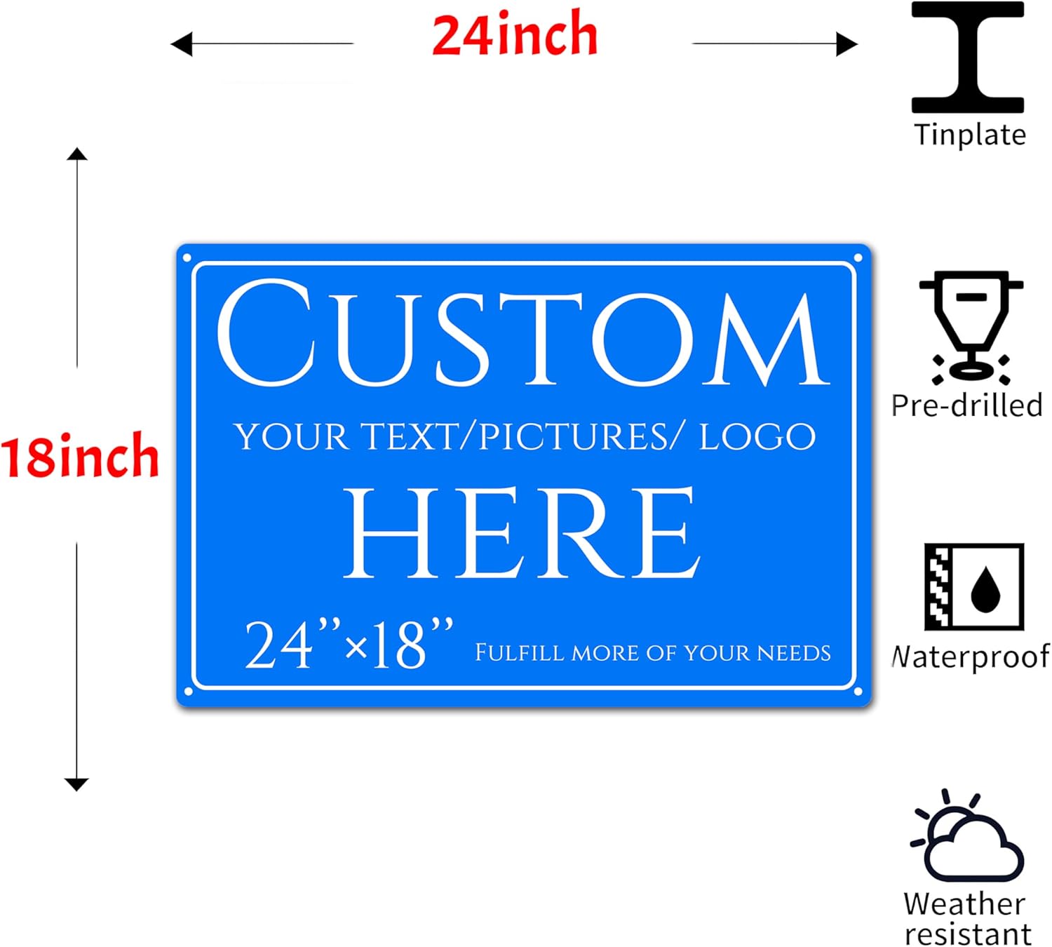personalized signs, personalized metal sign，Aluminum Weatherproof Metal Sign Multiple Sizes, Double-sidedCustomize for Office, Business, Workplace, Factory, Delivery Signs(24 * 18 Inch)