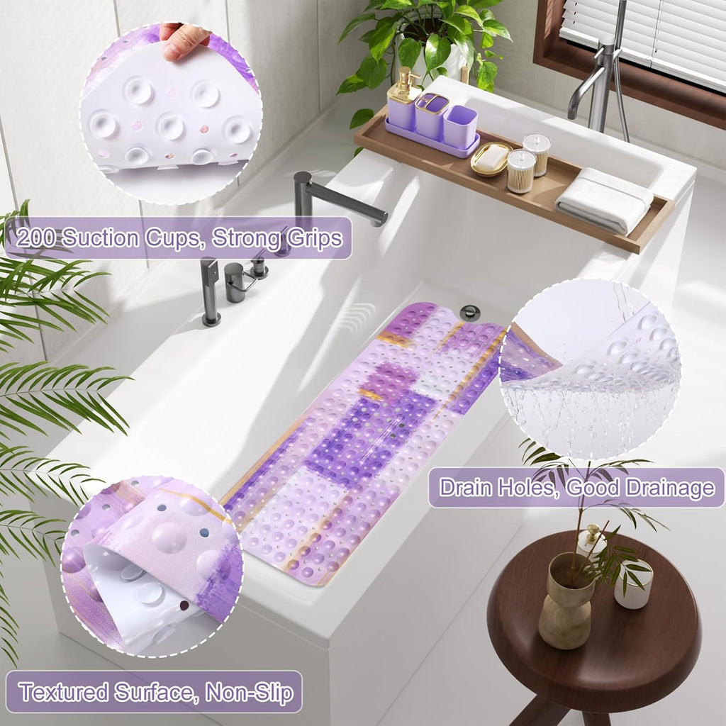 Bathroom Accessories Set - 26PCS Purple Bathroom Set, Bathroom Accessory Set with Shower Curtain and Rugs and Bathtub Mats for Home