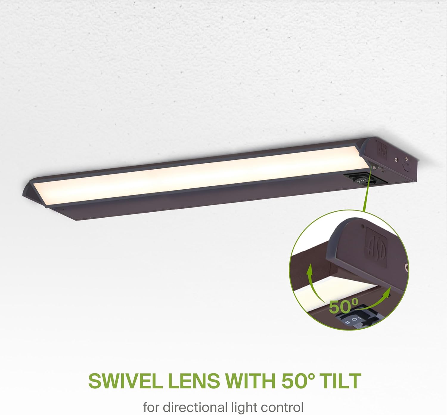 ASD Swivel LED Under Cabinet Lighting Bronze, 24 Inch 12W, Hardwired or Plug-in, 2700K/3000K/4000K, Hi/Low Switch, Rotatable Lens, Dimmable Linkable Under Counter Light for Kitchen, ETL & Energy Star