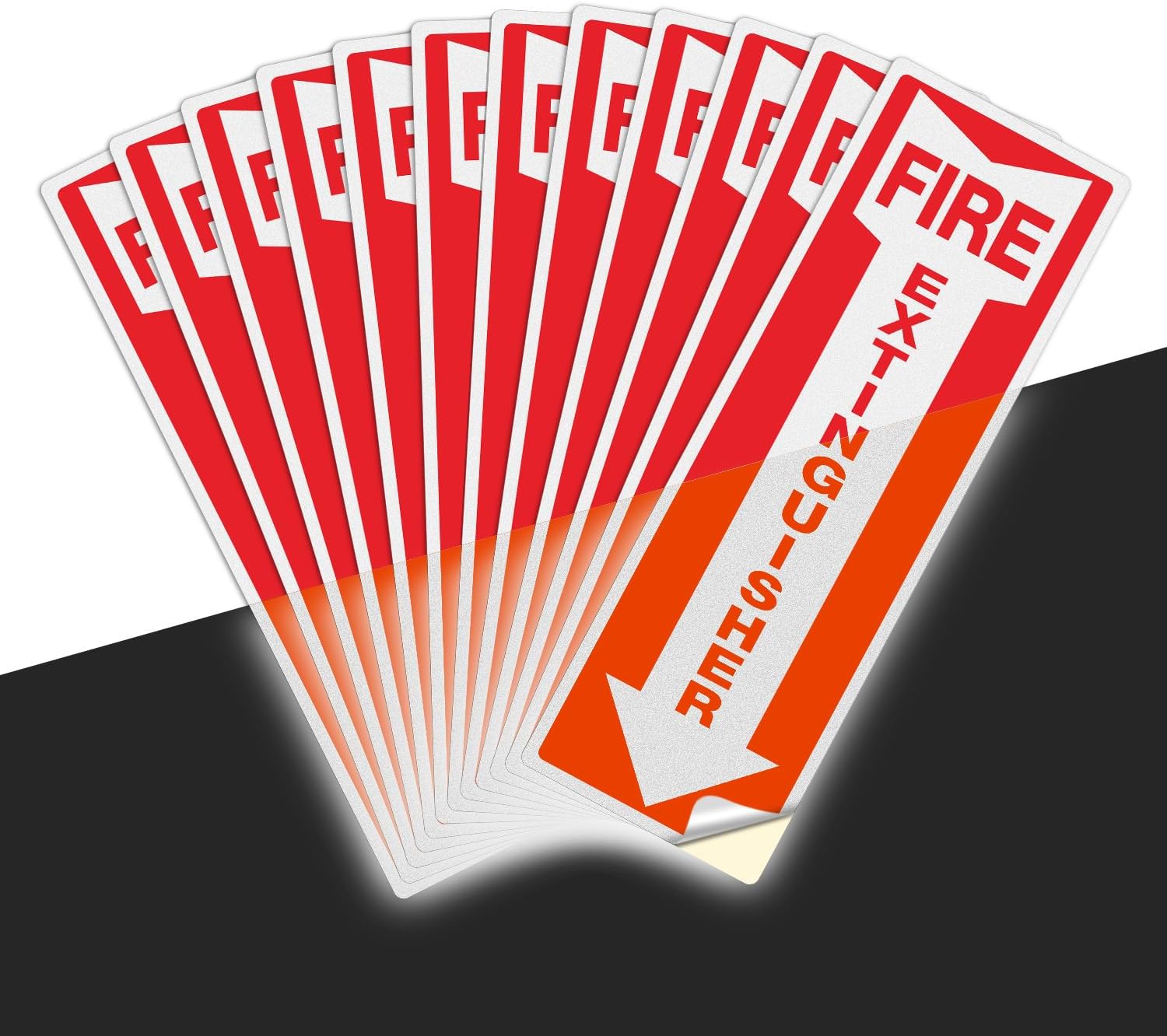 T&R Fire Extinguisher Inside Sign Stickers - 12 Pack - 12x4 inches Reflective Label, UV resistant, waterproof, fade and scratch resistant, suitable for indoor and outdoor