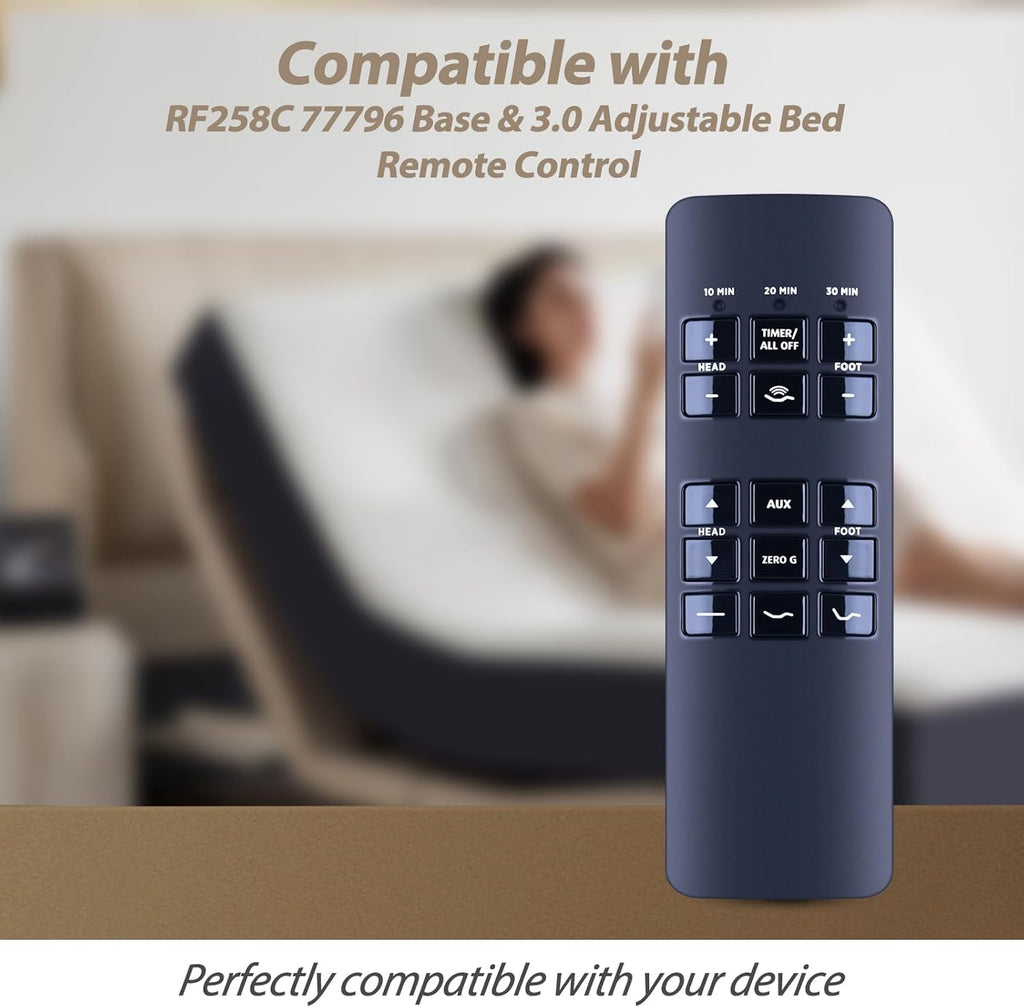 New Replacement Adjustable Bed Remote Control for RF258C Body Logic Lifestyle 77796 Base, for Beautyrest SmartMotion 3.0 Adjustable Bed