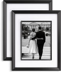 Yaetm 16x20 Black Picture Frame with Decorative Inner Frame & Tempered Glass, Display 11x14 Photos with Mat on Wall - Portrait or Landscape - Ideal for Office & Home Décor (Black, 2 Pack)