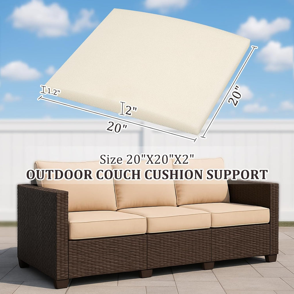 HAVARGO Couch Cushion Support for Outdoor Sagging Seat 20x20x2 Inches Couch Supports for Sagging Cushions, Quick-Drying and High Density Foam Sofa Cushion Support with Anti Slip Mesh Fabric Set of 2