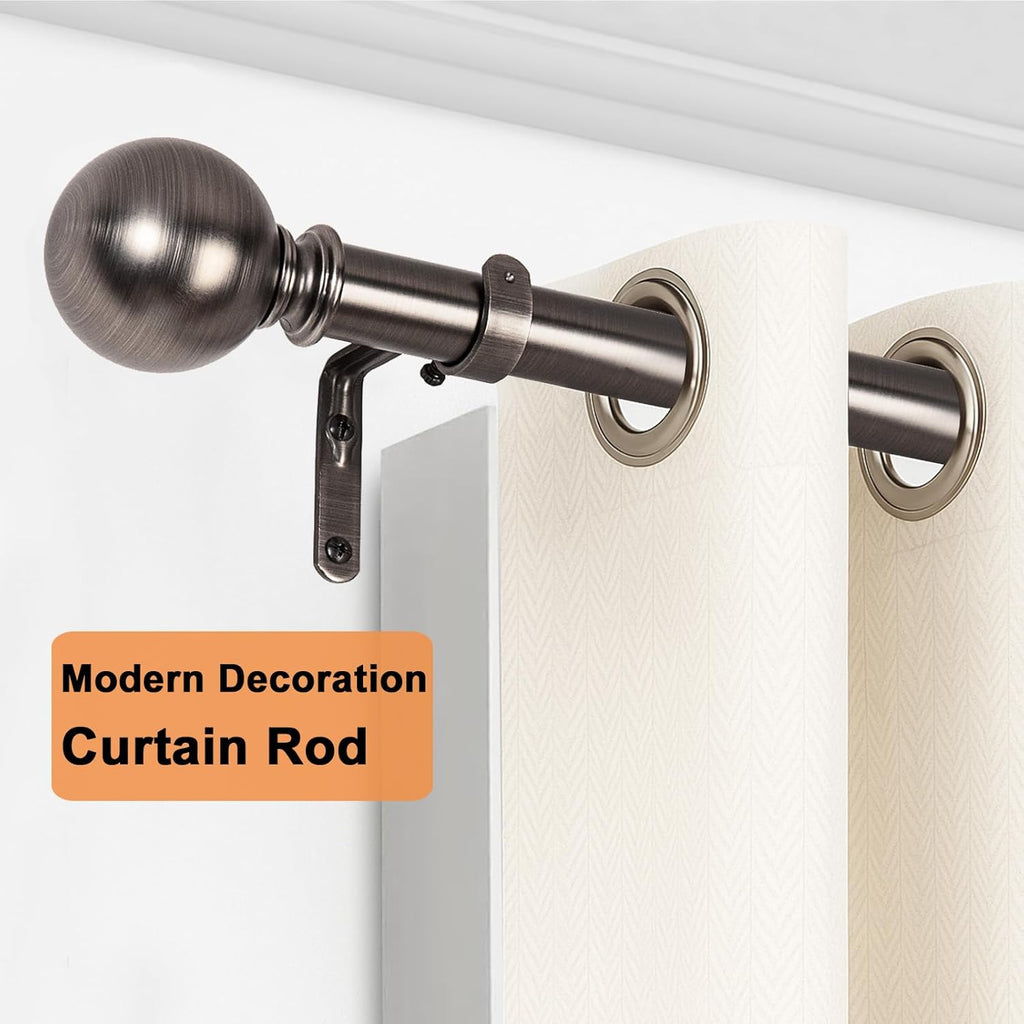 Curtain Rods for Windows 18 to 88 inches, 1 Inch Modern Metal Drapery Rods, Adjustable Heavy Duty Curtain Pole with Round Finials(18"-88"Antique Nickel