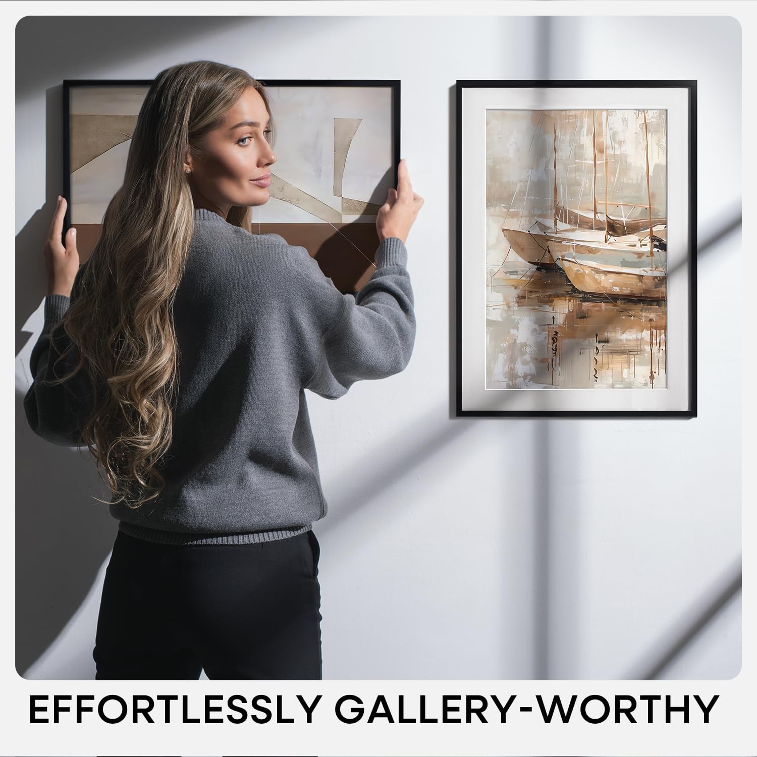 Homeforia 22.375x34 Black Puzzle Frame, High End Metal 22.375 x 34 Picture Frames without Mat, 34x22.375 Thin Poster Frame for Wall, 22.375 by 34 Puzzle Photo Frame, Tempered Glass, Wall Kit, Set of 1