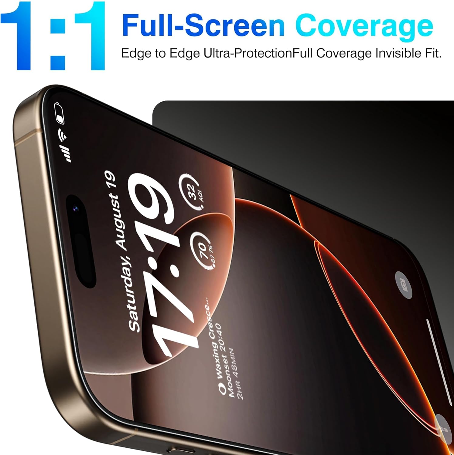 EZ-GLAZ- 4 Pack for iPhone 16 Pro Screen Protector [6.3"] With 2 Pack Camera Lens Protector, 9H+ Hardness 12FT Military Grade Shatterproof Scratch Resistant Durable Tempered Glass Film with Flawless Fit Kit, HD Clear