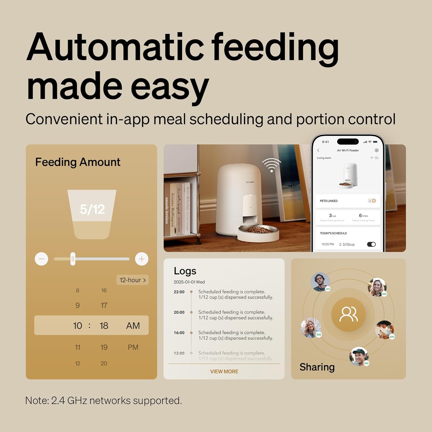 PETLIBRO Automatic Cat Feeder, Wi-Fi Rechargeable Cats Food Dispenser Battery-Operated with 30-Day Life, AIR 2.4G Wi-Fi Timed Pet Feeder for Cats & Dogs, 2L Auto Cats Feeder, White