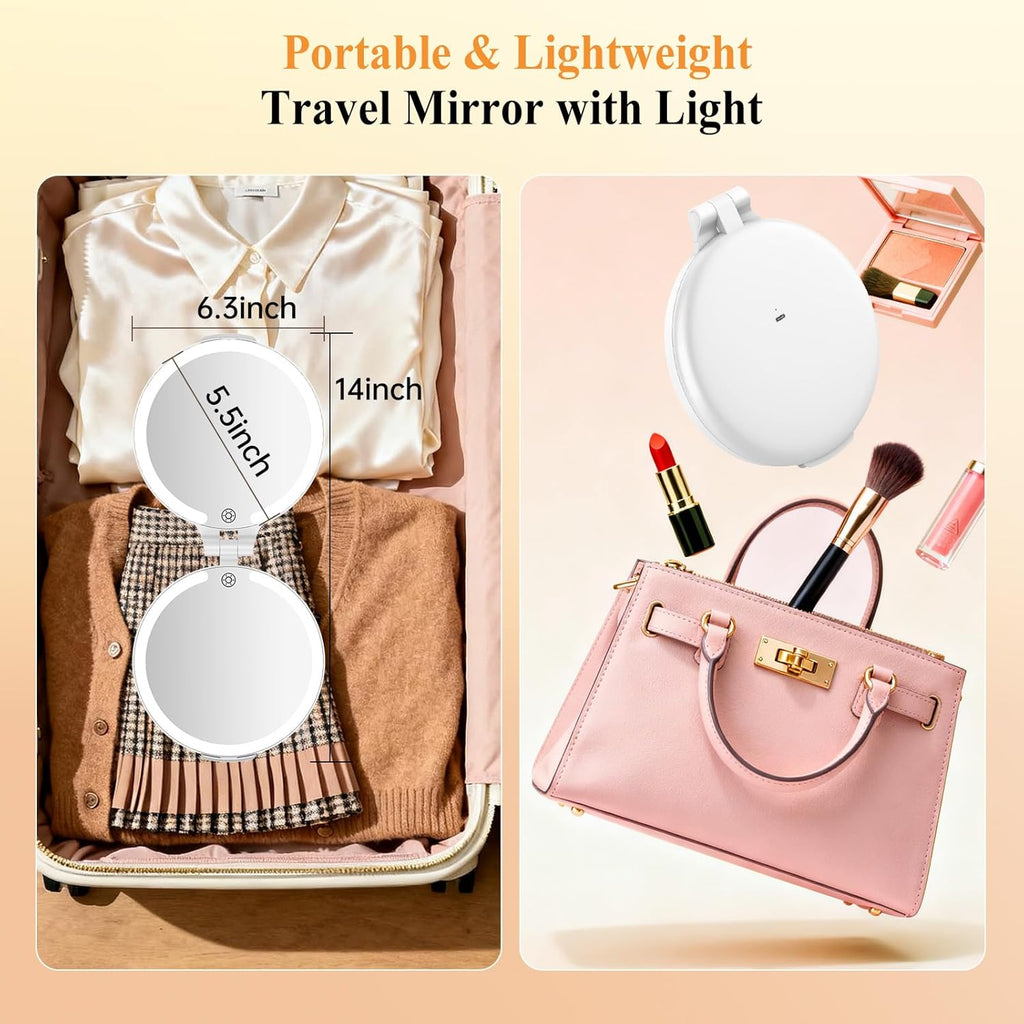 FUNTOUCH Magnifying Mirror 30X 1X Double Sided Magnification Makeup Vanity Mirror Rechargeable Lighted Mirror with 3 Color Setting Adjustable Rotation LED Vanity Desk Mirror